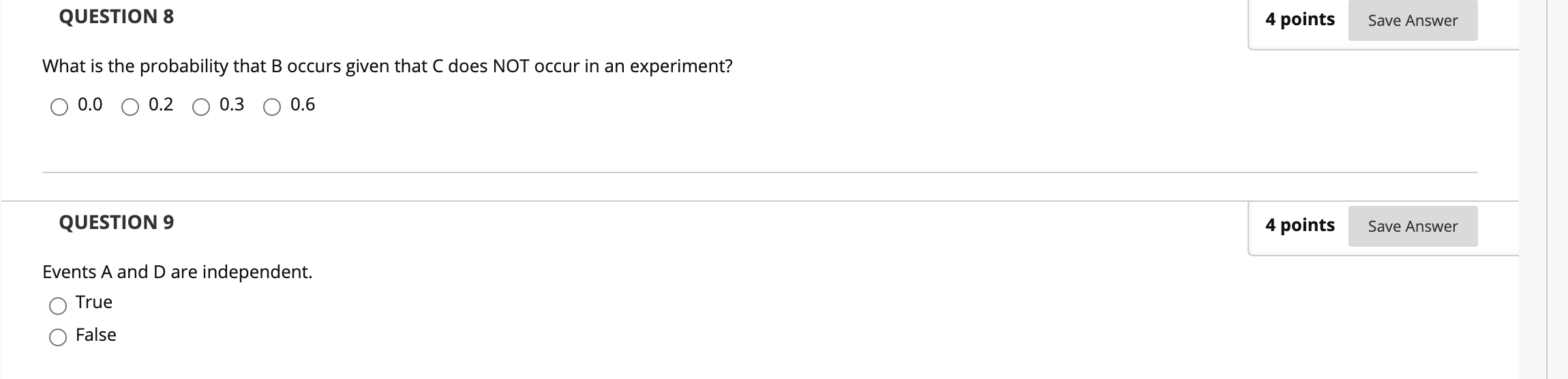 QUESTION 7 4 points Save Answer The sample space