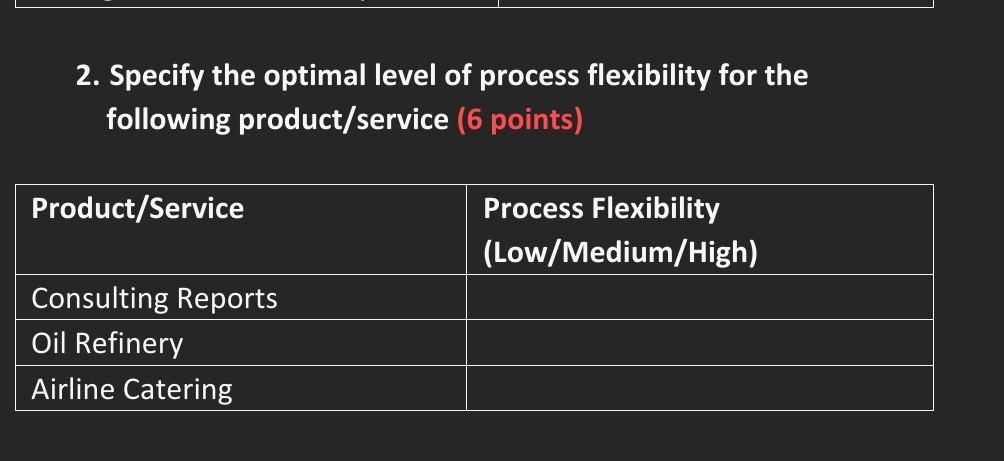 2. Specify the optimal level of process