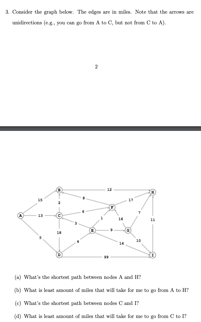 3. Consider the graph below. The edges are in