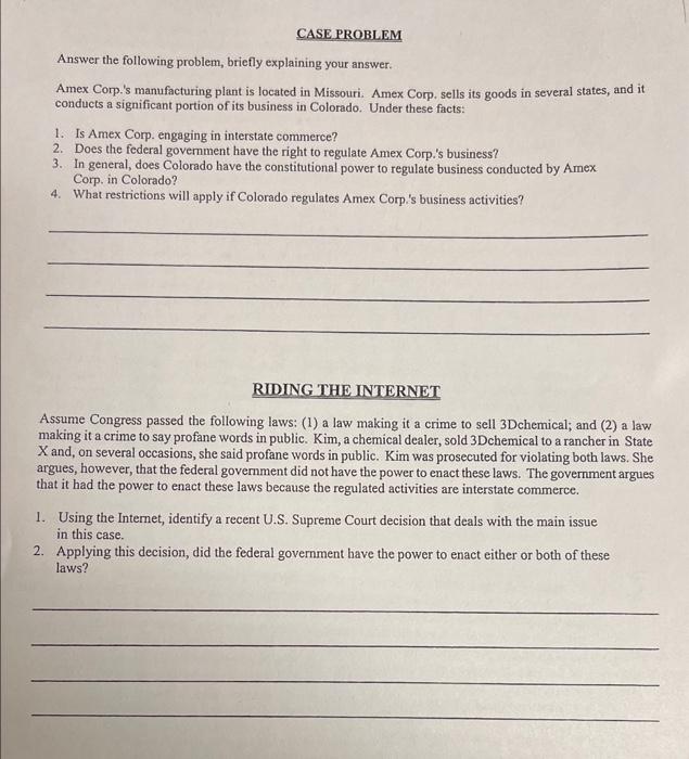 need case problem and riding the internet done