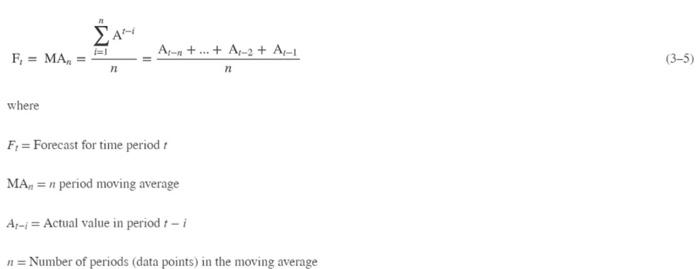 calculate the four-week moving average for the