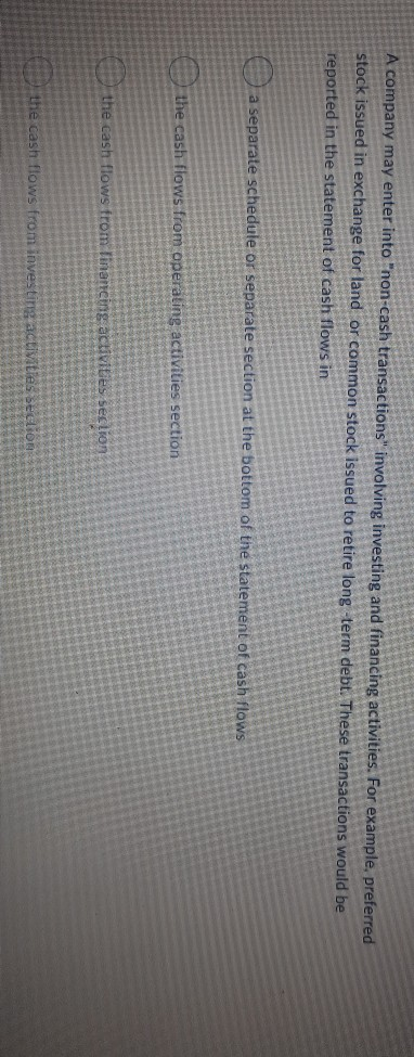 Question 9 (1 point) Cash flow from financing