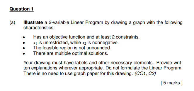 Illustrate a 2-variable Linear Program by drawing