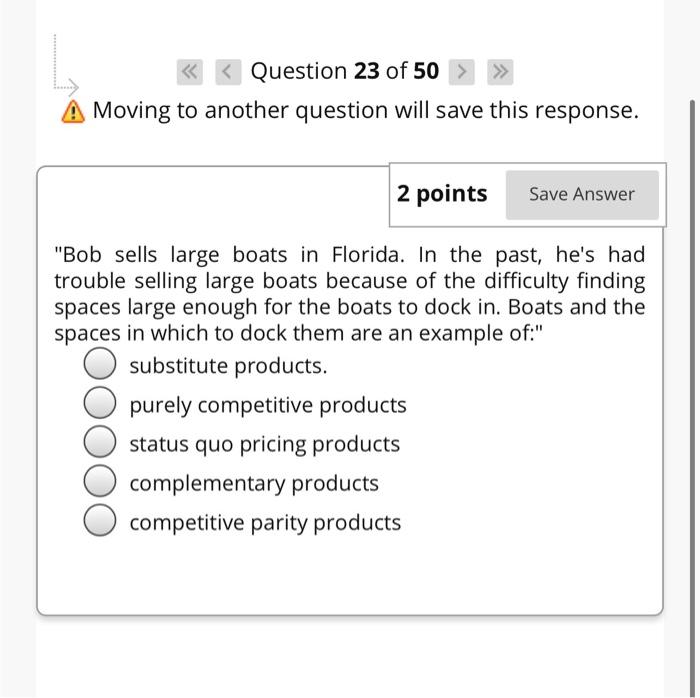 < Question 22 of 50 Moving to another question