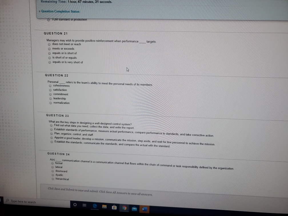 Remaining Time: 1 hour, 47 minutes, 31 seconds.