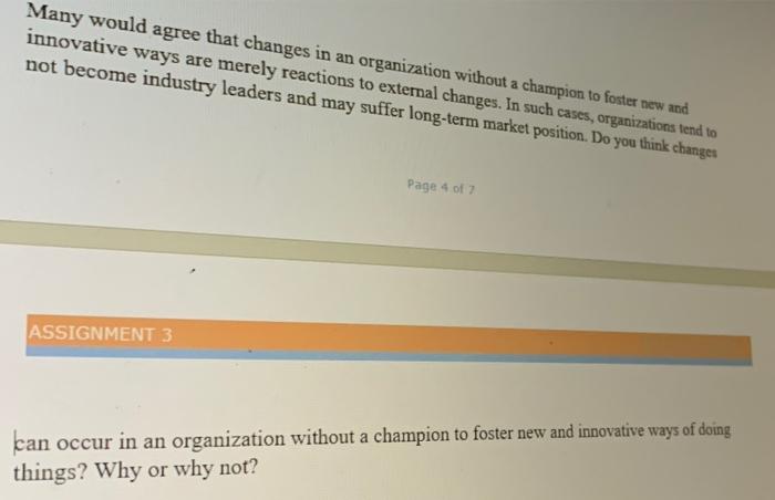 write 300 words Many would agree that changes in