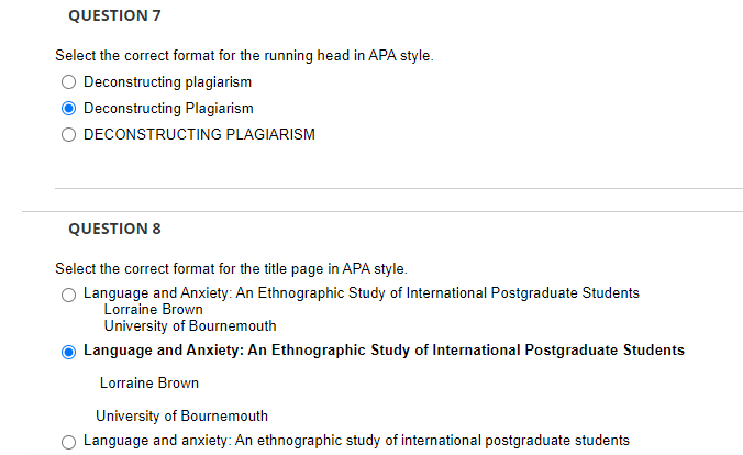 QUESTION 1 Select the correct usage of in-text