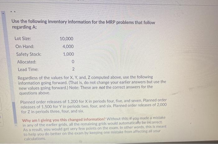 Use the following inventory information for the