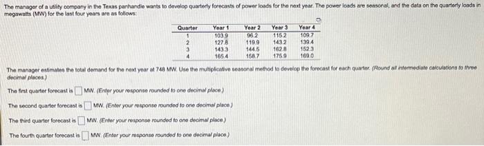 The managor estmates the total demand for the