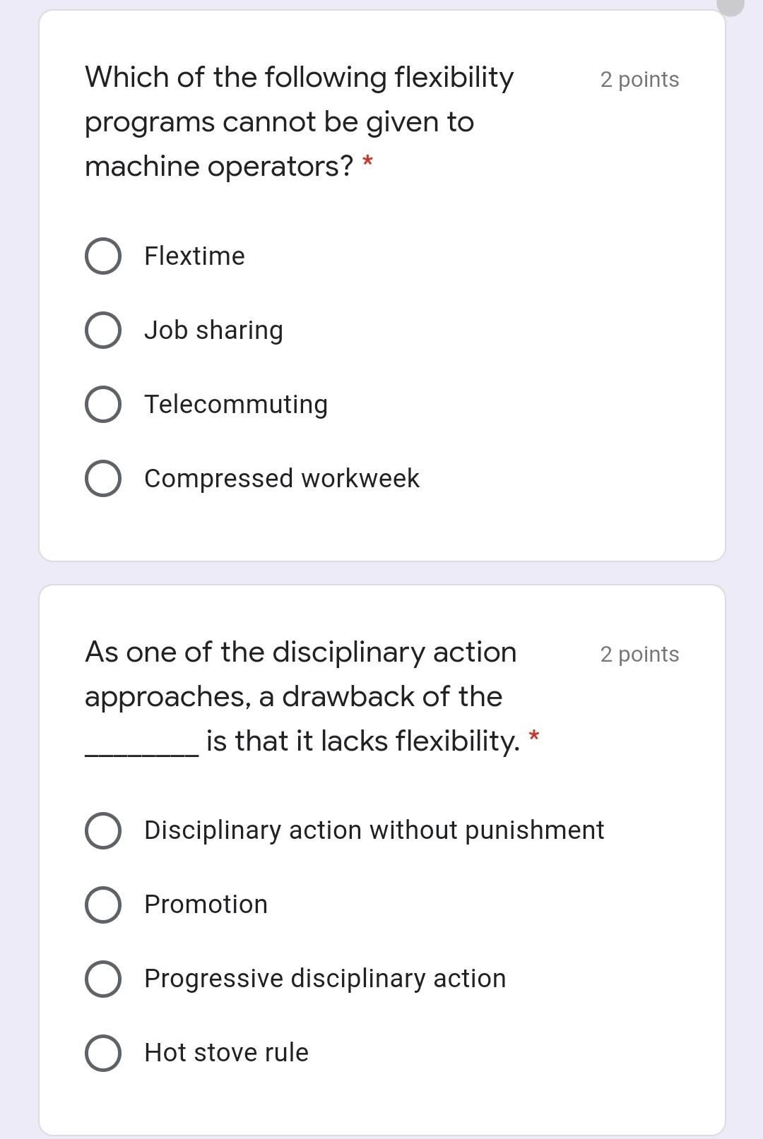 2 points Which of the following flexibility