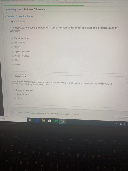 Remaining Time: 14 minutes, 36 seconds. Question