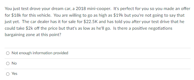 You just test drove your dream car, a 2018