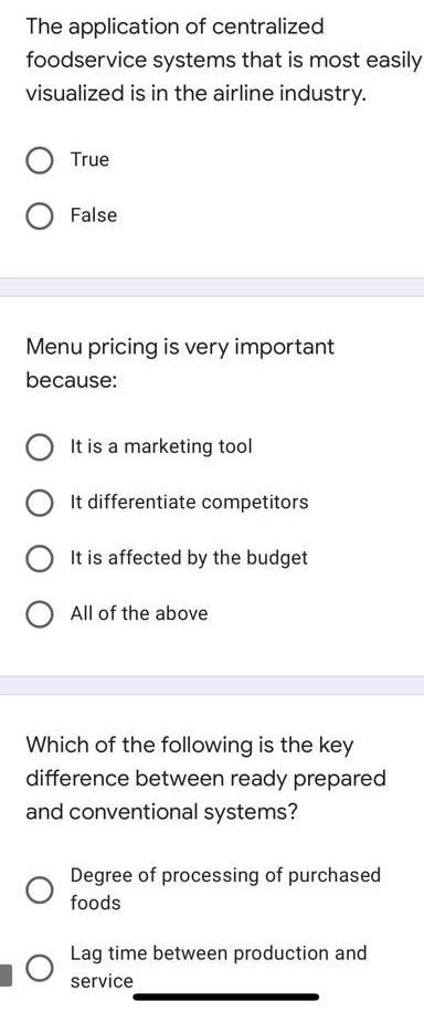 The application of centralized foodservice