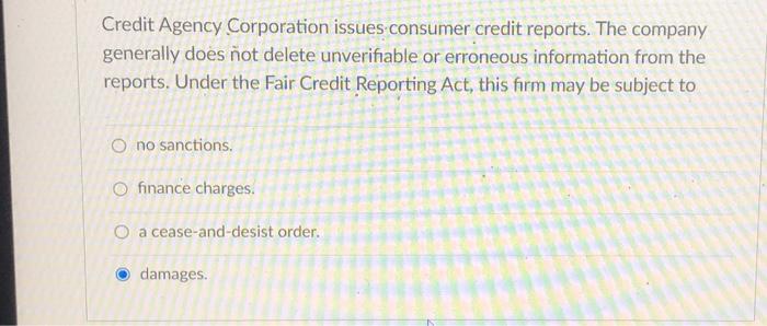 Credit Agency Corporation issues consumer credit