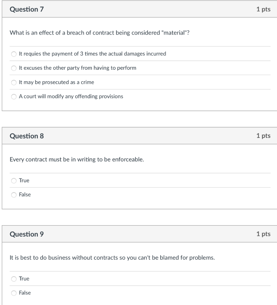 Question 7 1 pts What is an effect of a breach of