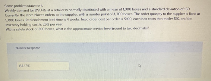 Same problem statement Weekly demand for DVD Rs