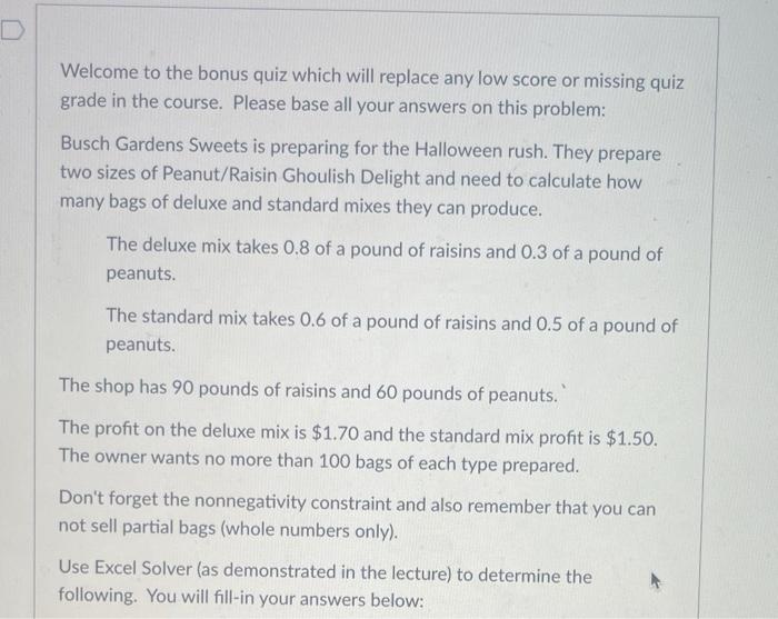 Welcome to the bonus quiz which will replace any