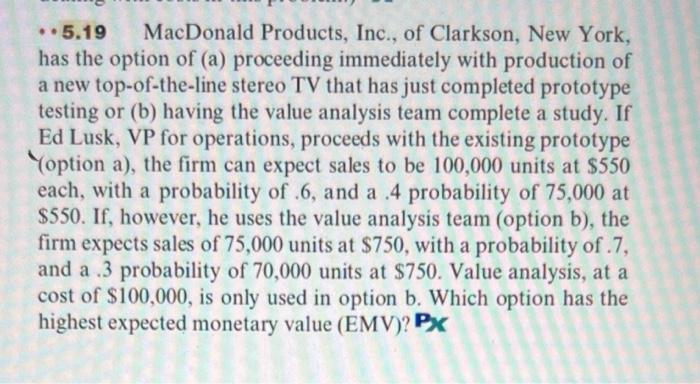 I need help setting this up using Excel. 5.19
