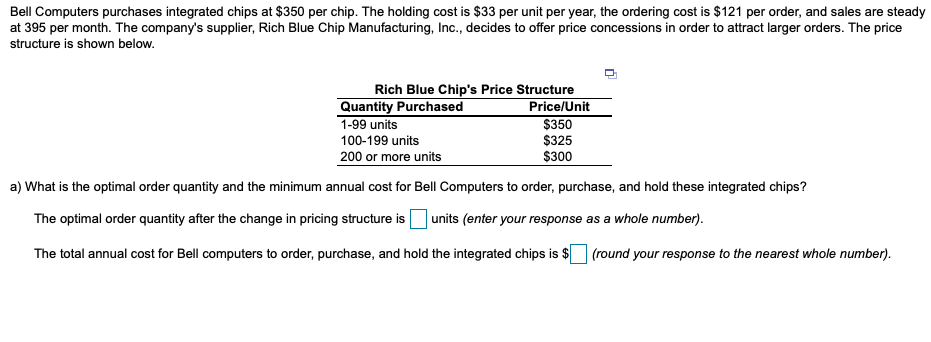Bell Computers purchases integrated chips at $350