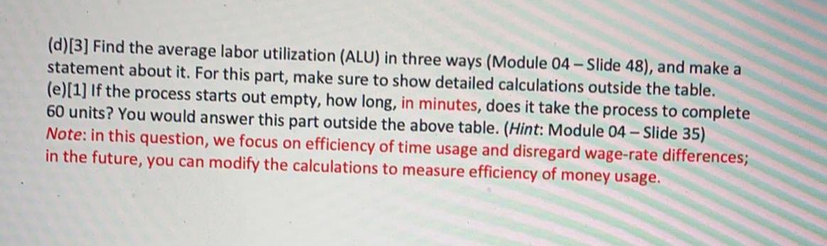 QUESTION 25 (10 points) - Efficiency Measurements