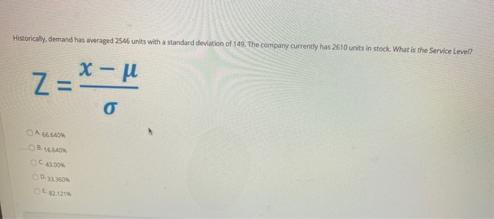 Historically, demand has averaged 2546 units with