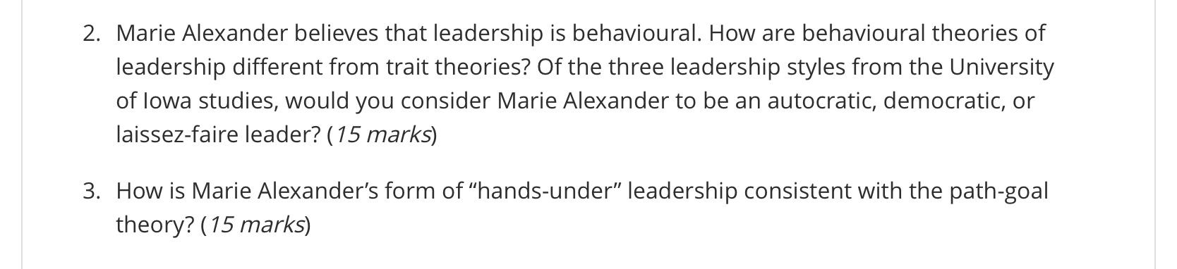 Instructions Part A: Leadership (40 marks) Read