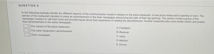 QUESTION 6 in the following example identify the