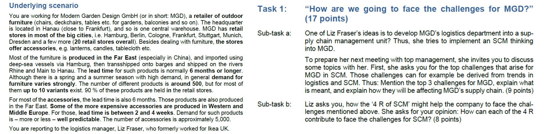 Task 1: Sub-task a: Underlying scenario You are