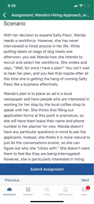 9:36 < Assignment: Wanda's Hiring Approach, or...
