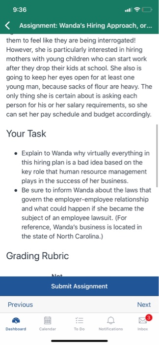 9:36 < Assignment: Wanda's Hiring Approach, or...