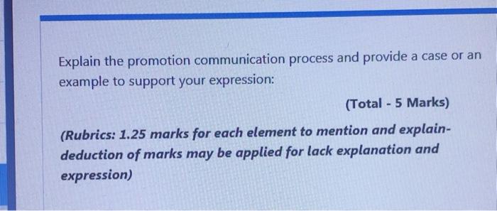 Explain the promotion communication process and