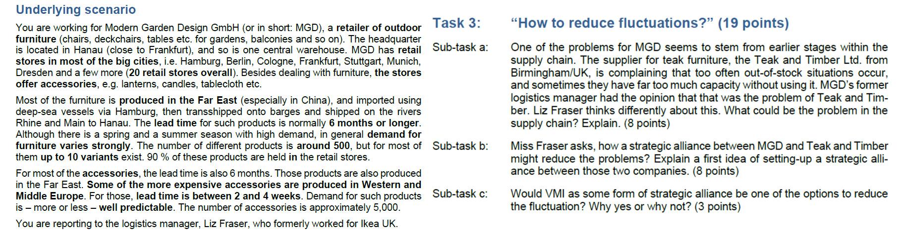 Underlying scenario You are working for Modern