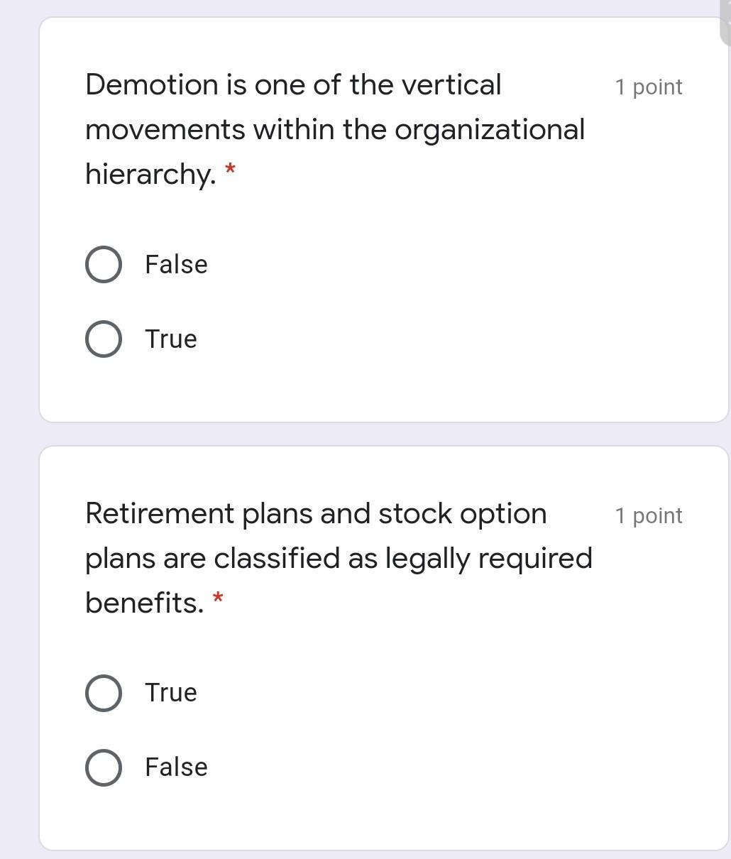 Demotion is one of the vertical 1 point movements