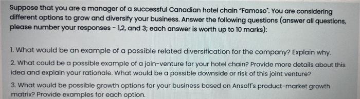 Suppose that you are a manager of a successful