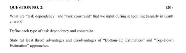 QUESTION NO. 2: (20) What are "task dependency"