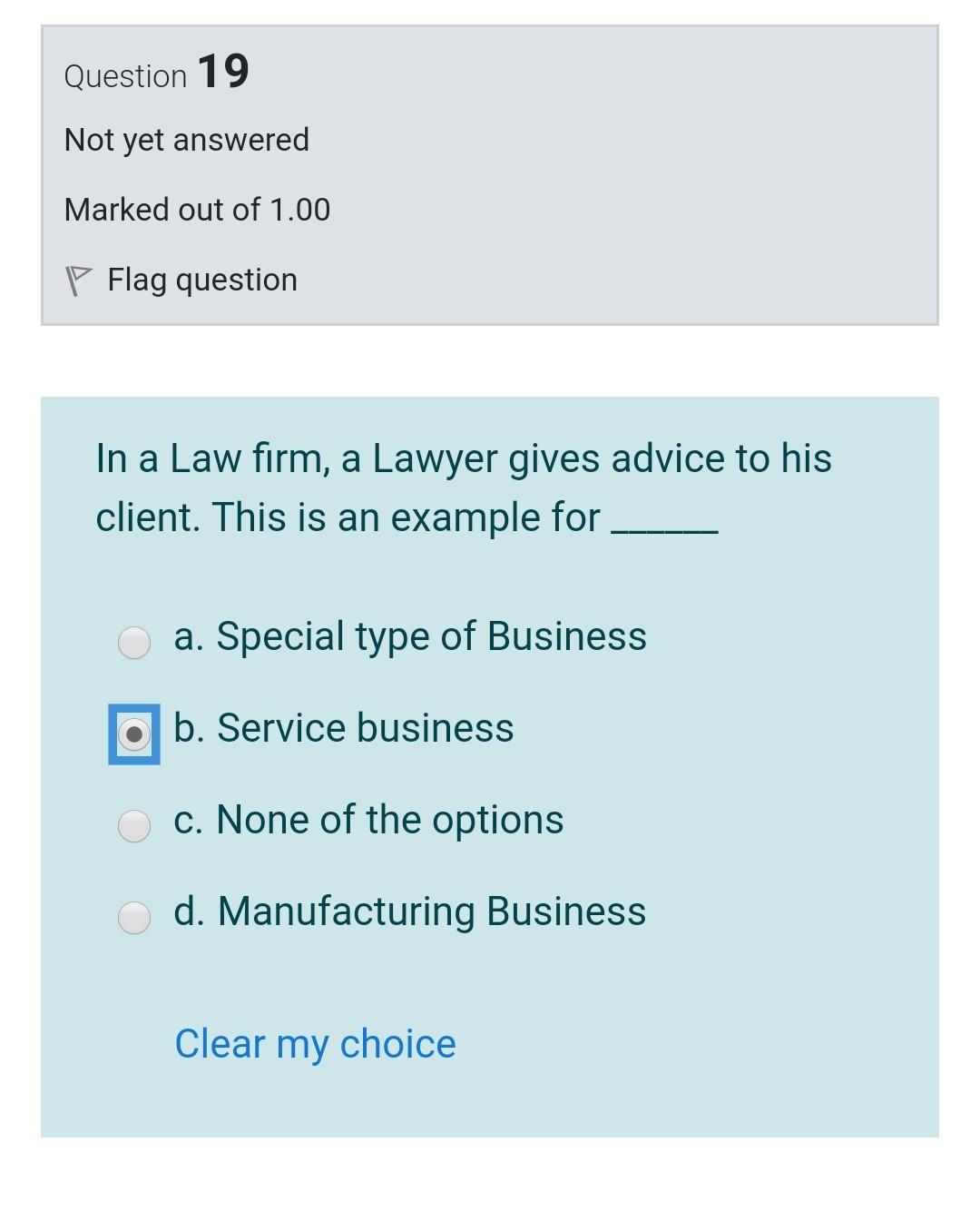 Question 19 Not yet answered Marked out of 1.00 P