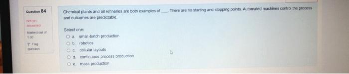Question 84 There are no starting and stopping