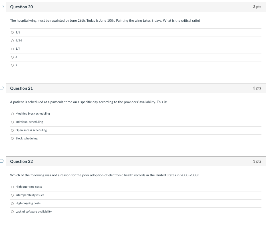 Question 20 The hospital wing must be repainted