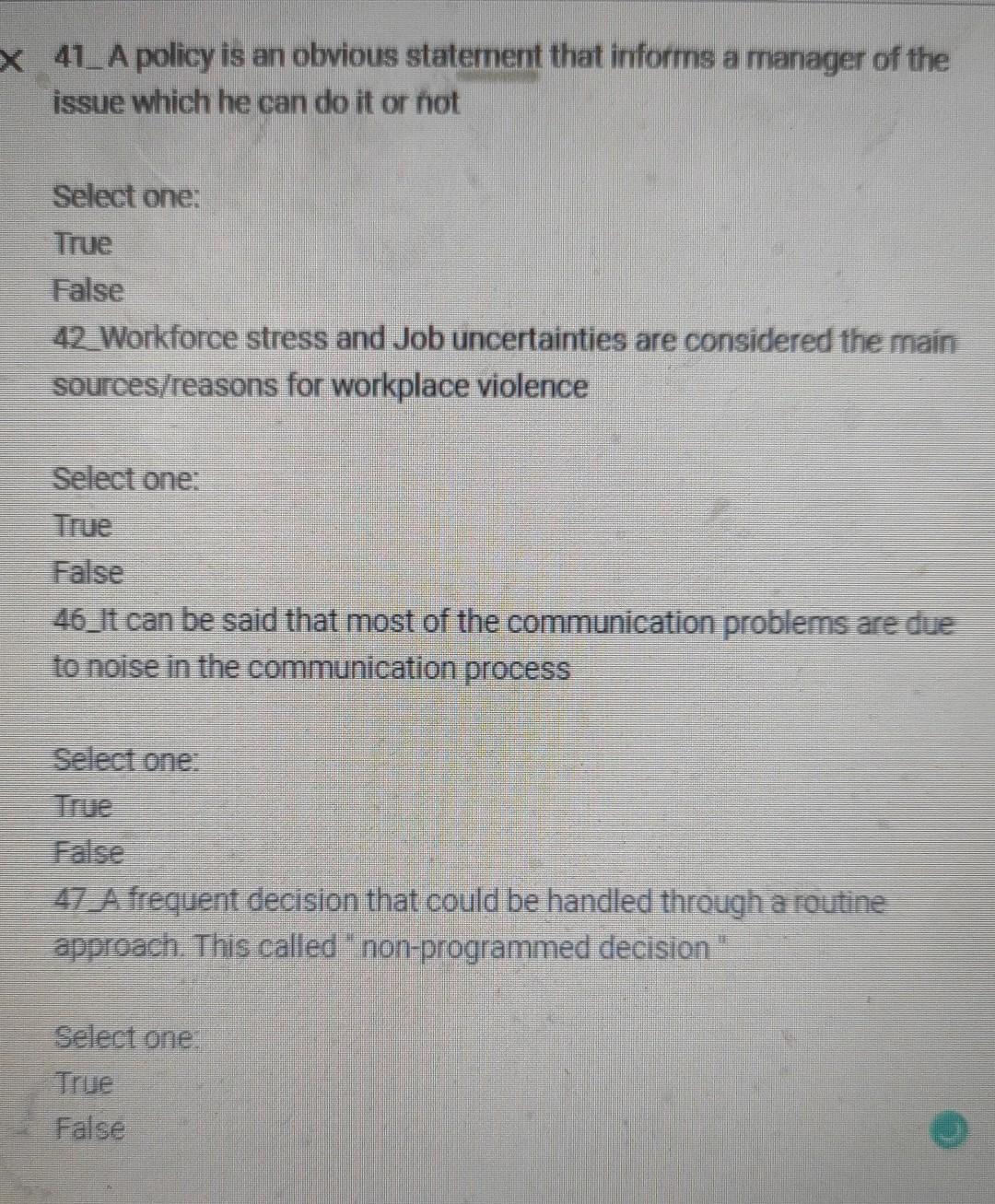 x 41.A policy is an obvious statement that