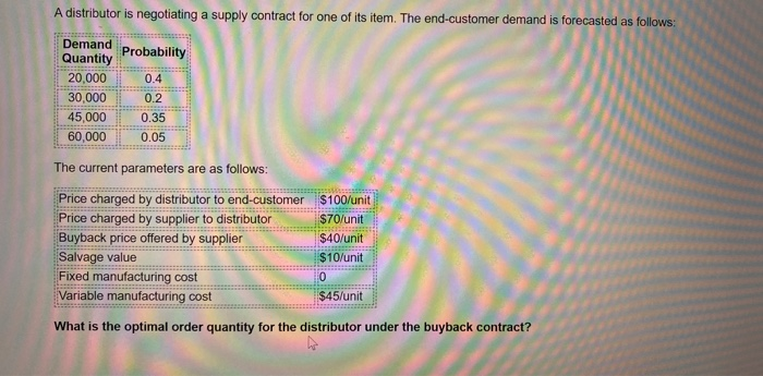 please help?? A distributor is negotiating a