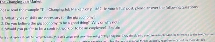 The Changing Job Market Please read the example