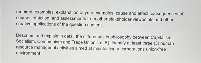 required; examples, explanation of your examples,