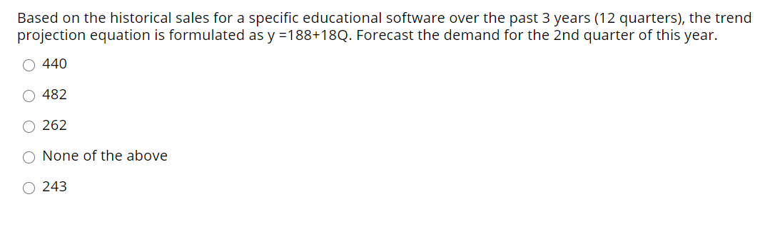 Based on the historical sales for a specific