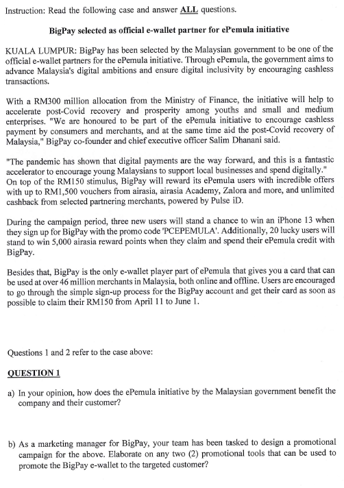 Instruction: Read the following case and answer