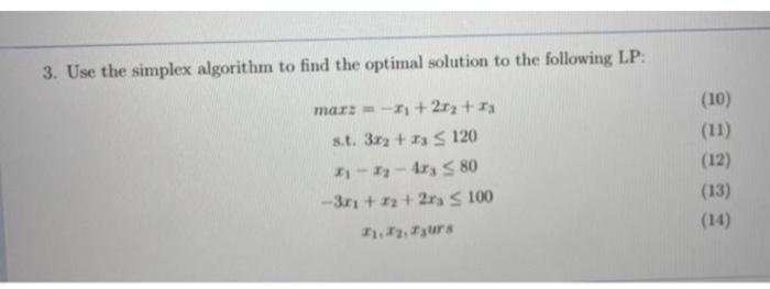 operations reasearch 1 use simplex Algorithm 3.