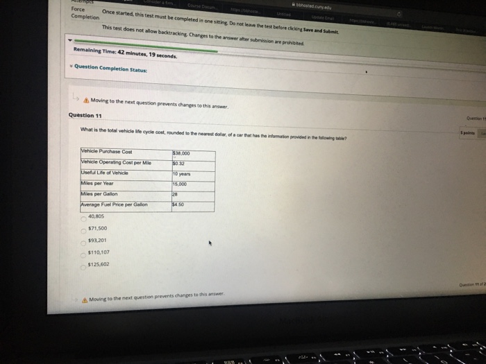 los Force Completion Once started, this test must