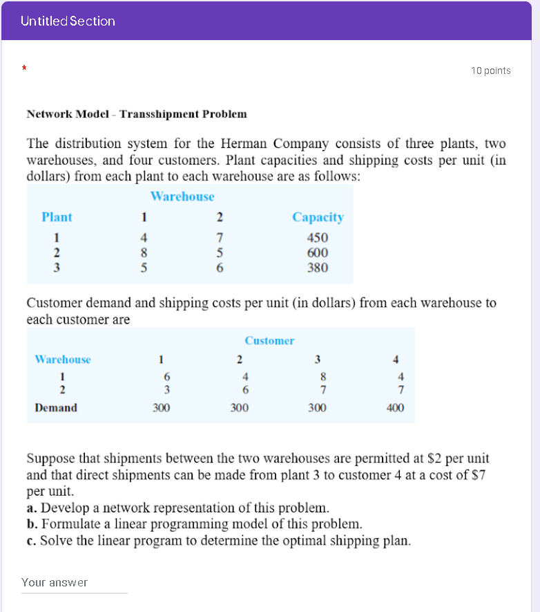 f Untitled Section 10 points Network Model -
