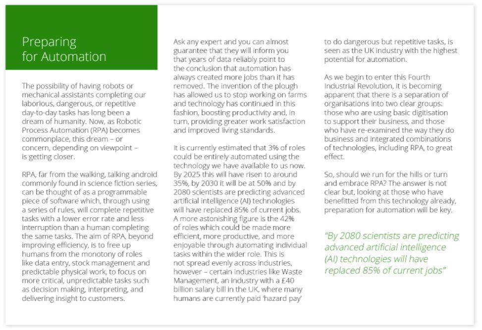 Preparing for Automation The possibility of