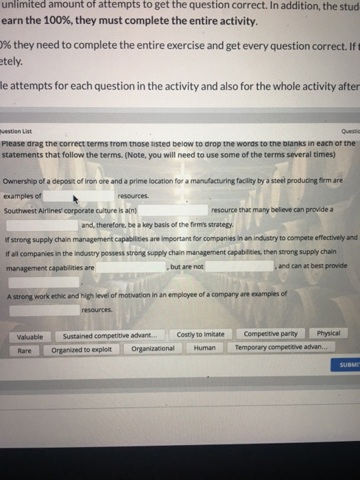 unlimited amount of attempts to get the question