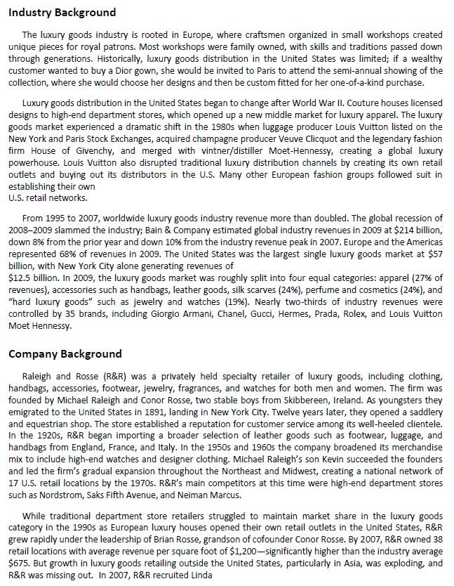 BRIEF CASES Raleigh & Rosse: Measures to Motivate